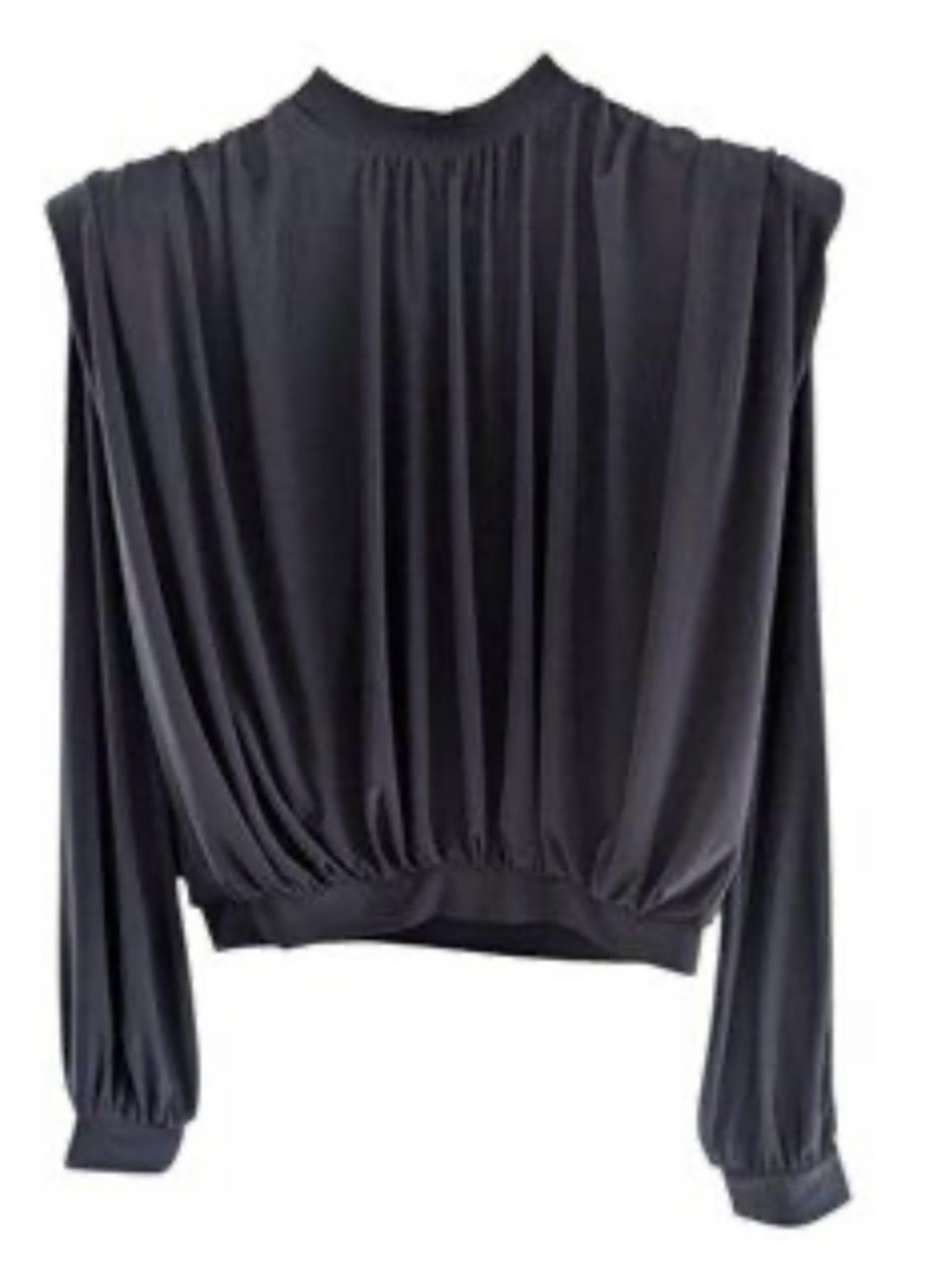 Express Black Gathered Long Sleeve Blouse